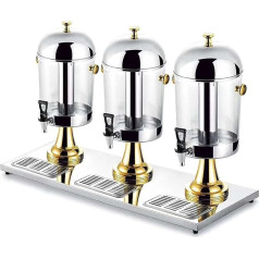 Getränkespender mit Zapfhahn, Kaltgetränkespender aus Edelstahl, kommerzielle Saftmaschine, für Partys, Hochzeiten, Limonade, Frühstück, Hotels (Farbe: Gold, Größe: Drei Köpfe) (Auksinė trijų galvų)