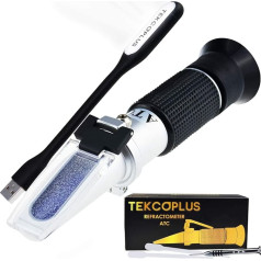TEKCOPLUS Optics vynuogių vyno refraktometras su ATC, dviguba skalė 0-25 % tūrio ir alkoholio ir 0-40 % Brikso, skirtas vyno gamybai, namų alaus rinkiniui, vyndariams, su LED šviesa ir pipetėmis