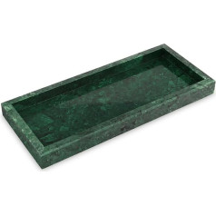 Rankų darbo marmurinis padėklas - elegantiškas ir universalus padėklas svetainei, virtuvei ir vonios kambariui - 30 x 13 x 3 cm - kreminės baltos, juodos ir tamsiai žalios spalvos (žalias)