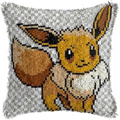 ROCKY&CHAO Latch Rug for DIY Latch Sets with Cushion Latch Set 43 x 43 cm Cushion Cover Set for Adults and Children Latch Hook Kit Home Accessory (Cute Little Fox)