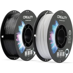 Creality CR-PETG gija 1,75 mm 2 kg, 3D spausdintuvo gija PETG, juoda, balta, matmenų tikslumas +/-0,02 mm, vakuuminė pakuotė, tvarkinga ritė (2 x 1 kg ritė, juoda + balta)