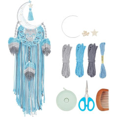 BEUNITONE 2 rinkiniai Saulė Mėnulis Macrame Dream Catcher pasidaryk pats Macrame Sienų kabinimo rinkinys Audimo Macrame Dream Catcher ornamentas su žvaigžde Tassel instrukcijos miegamajam