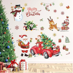 decalmile Kalėdų langas sienos lipdukas Santa Sniego žmogus pingvinai Kalėdų sienos lipdukas Raudonasis automobilis Kalėdų eglutė Vaikų darželio langas lipdukas Snaigė Kalėdų dekoracijos