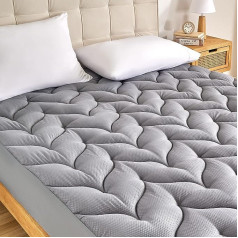SONIVE dygsniuotas čiužinio viršutinis sluoksnis su nanoteksto priedu, itin purus, minkštas, kvėpuojantis, netriukšmingas, vėsinantis, pilkas, 135 x 190 cm
