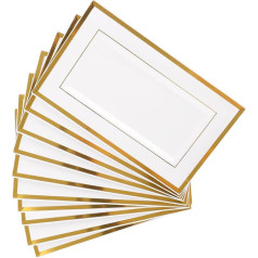 LDXDRU Plastikinės serviravimo lėkštės, 10 dalių rinkinys, baltas serviravimo padėklas, stačiakampė serviravimo lėkštė, didelė serviravimo lėkštė desertui, švediškiems stalams, suši, pyragams, užkandžiams (33 x 20 x 1,5 cm)