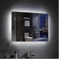 MIQU Vonios veidrodis 70 x 50 cm LED vonios veidrodis su apšvietimu Šaltos baltos šviesos veidrodis Sieninis veidrodis su jutikliniu jungikliu nuo rūko IP44 Energiją taupantis MIC