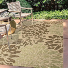 JONATHAN Y SMB110A-8 Zinnia Modernes florales Strukturgeflecht Teppich Bohemian Coastal, pflegeleicht, Schlafzimmer, Küche, Garten, Terrasse, Nicht fusselnd, 240 cm x 300 cm, Salbei/Braun