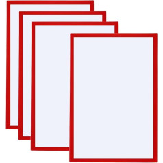 PATIKIL 4 magnetinių rėmelių pakuotė, A3 formato informacinis rėmelis, lipnus, atverčiamas su magnetiniu uždarymu, paveikslėlio rėmelis atvirukui, užrašų piešiniui, skaidrus paviršius, raudonos spalvos