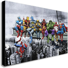 SUPERHEROES LUNCH ATOP SKYSCRAPER CANVAS WALL ART FRAMED - Įvairių dydžių (A1 32x24