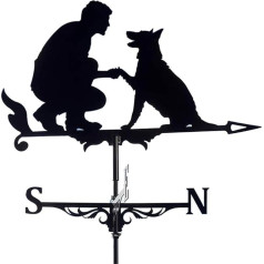 Lipeed Weather Vane Durable Retro Farm Garden Stake 50 x 35 cm Nerūdijančio plieno žmogus ir šuo Durable Retro Farm Garden Stake Profesionalūs matavimo įrankiai Meno dekoracijos Lauko dekoras