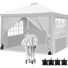 Pavillon Wasserdicht Faltpavillon 3x3 Pavillon Faltbar Zelt Gartenpavillon mit 4 Seitenteilen und 4 Sandsäcke