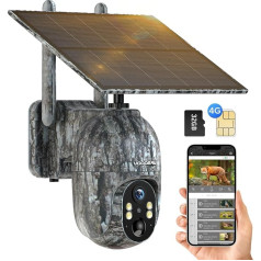 4G LTE laukinės gamtos kamera Solar, 2.5K tiesioginio perdavimo laukinės gamtos kamera su mobiliojo telefono perdavimo programėle, 355° posvyrio 90° posvyrio mobiliojo telefono nustatymas, laukinės gamtos kamera su SIM kortele, laukinės gamtos kame