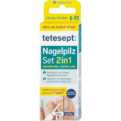 tetesept rinkinys nuo nagų grybelio - skirtas nagų grybelinėms ligoms gydyti - greitai įsigeriantis tirpalas nuo nagų grybelio - 5 higieniškos vienkartinės pilvelės - 4 ml