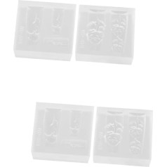Operitacx Pack of 4 nagų meno drožyba pelėsiai Rose pelėsiai Silikono derva pelėsiai Nagų šablonas molio pelėsiai amatams DIY nagų meno pelėsiai Dekoratyvinės formos nagų meno pelėsiai Silica Gel White