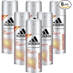 6 x 150 ml adidas Adipower 72H dezodorantas purškiamas Vyriškas dezodorantas Kvepalai Kūno purškalas