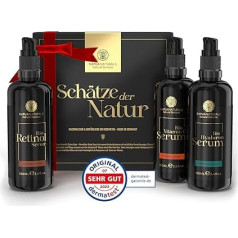 Ekologiškos veido priežiūros dovanų rinkinys - 3 x 100 ml - Dovanos moterims - 100 % ekologiškas ir veganiškas - hialuronas + retinolis + vitaminas C - Dovanų rinkinys moterims - Dovanos moterims - Valentino diena, Kalėdos, gimtadienis