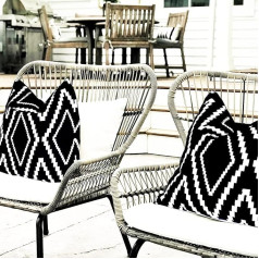 Yaofavo Lauko pagalvių dangteliai Vandeniui atsparūs Boho pagalvių dangteliai Geometriniai pagalvių dangteliai Patio Garden 18 x 18 colių (Juoda daugiau, 20 x 20 colių)