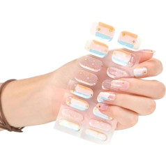 MLWSKERTY 16 selbstklebende Gel-Nagelkunst-Aufkleber, wasserfest, halbgehärtet, Gel-Nagellackstreifen, Nagelaufkleber