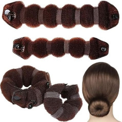 4 Stück Magic Hair Bun Maker Set Brown Hair Donut New Hair Bun Styler with Snap and Hair Band Bun Ring Hair Bun Accessories Tool for Women Girls