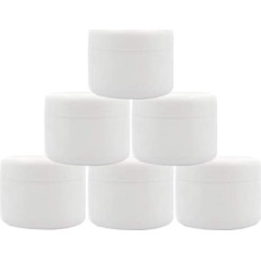 6 x 250 ml pripildomi stiklainiai Tuščios baltos kosmetikos talpyklos su dangteliais Veido kremas, losjonas, tepalai Plastikinės talpyklos kelionėms su vidiniu įdėklu ir apvaliais dangteliais