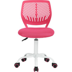 Furniturer Vaikams pritaikyta biuro kėdė mokymuisi namuose, ergonomiškas reguliuojamo aukščio vežimėlis jauniems besimokantiesiems, ryškaus rožinio dizaino