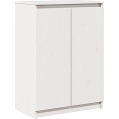 Vidaxl Pušies masyvo komoda su 3 skyriais Komoda šoninė spintelė Daugiafunkcinė spintelė Stovinti spintelė Balta 60 x 36 x 84 cm