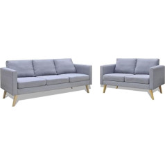 Zeyuan Sofos komplektas 2 sėdimųjų vietų ir 3 sėdimųjų vietų sofa svetainei, butui, sofa su miego funkcija, poilsio sofa, sofos ir sofos, relaksacinė sofa, audinys šviesiai pilka