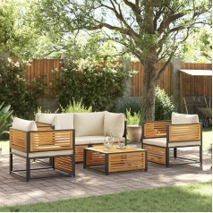 Homgoday Sodo sofos komplektas 5 dalių su pagalvėlėmis Akacijų medžio masyvo baldų komplektas Sofa lova Svetainės sofos komplektas Sofa lauko sodo lauko baldams Typ3214919