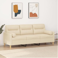 Mengtu 3-vietė sofa su dekoratyvine pagalvėle Sofa Sofa Lounge Sofa Minkšta sofa Relax Sofa Svečių sofa Dvigulė sofa svetainei Miegamasis Svečių kambarys Kreminis 180 cm audinys