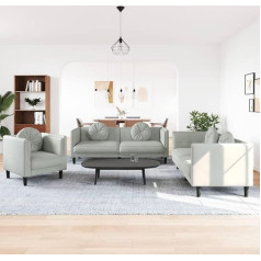 Somanki 3209247 3209247 3 dalių sofos komplektas su pagalvėlėmis, šviesiai pilkas aksomas, svetainės sofos, sofos ir kušetės, poilsio sofa, svetainės sofa, 3209247