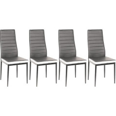 Homewell Valgomojo kėdės, 4 vnt., ergonomiškas atlošas su plieniniu rėmu, modernios PU odos restorano kėdės, paprastas ir stilingas šeimyninis komplektas (4 vnt., pilka ir balta spalvos)