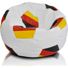 Ecopuf Futbolo pagalvėlė ant sėdynės - vėliavos dizainas - patvarus dirbtinės odos pupelių maišas su EPS karoliukais - 90 x 55 cm - vaikams ir suaugusiesiems - su plyšimui atspariu susiuvimu