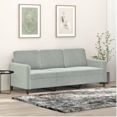 Mengtu 3-vietė sofa Sofa Lounge Sofa Relax Sofa Svečių sofa Minkšta sofa Svetainės sofa Miegamojo poilsio sofa Svečių kambariui Šviesiai pilka 180 cm Velvetas