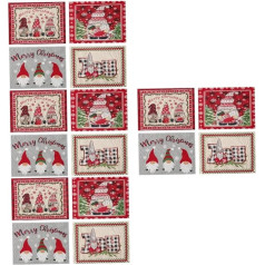 Ciieeo 16 vnt. kalėdinių kilimėlių Rustic Christmas Placemats Festivalinis kilimėlis Neslystantis kilimėlis Žiemos atostogų kilimėliai Kalėdinis stalo kilimėlis Šalies kilimėliai Poliesteris