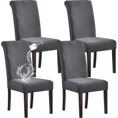 ŠILVAS. HOME 100% vandeniui atsparus valgomojo kėdės užvalkalas Stretch Jacquard Parsons kėdės užvalkalas (tamsiai pilka, 4 vnt.)