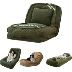 Linzong Sulankstoma tingi sofa-lova, 90°-180° reguliuojamas jaukus tatamis, žmogaus šuns lova su aukšta nugara, jauki nedidelė sofa suaugusiems vaikams, namų svetainė (žalia, 90 x 170 cm)