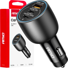 Automobilinis įkroviklis 2x usb-c + usb-a 12v 24v 100w -04371