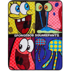 Surreal Entertainment Nickelodeon Spongebob Squarepants Character Grid Fleece Throw Blanket | Soft Polyester Cover for Sofa Bed | 45 x 60 Inch