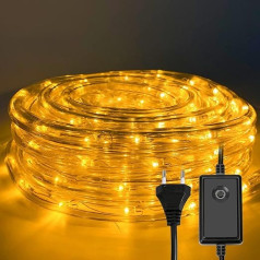 Ikodm 50 m LED virvės šviesa, 1200 LED virvės šviesa, 8 režimai, lauko pasakų žibintai, LED vamzdis su laikmačiu, skirtas vidaus lauko sodo šaliai Kalėdų dekoracijoms - šiltai balta