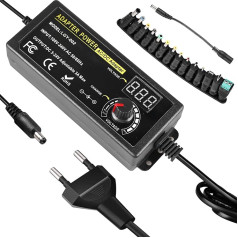 Universalus maitinimo šaltinis, 3V-24V universalus maitinimo šaltinio adapteris 3A 72W reguliuojamas maitinimo adapteris Universalus AC/DC adapterio įkroviklis su LED įtampos ekranu ir 14 antgalių, skirtas buitinei elektronikai, nuolatinės srovės v