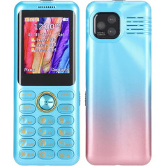 ASHATA W22 senjorų mobilusis telefonas, 2G telefonas, GSM bazinis telefonas, atblokuotas, didelis mygtukas, 3 SIM kortelės, 3 budėjimo režimas, aiškus garsas, daugiafunkcinis senjorų mobilusis telefonas su 2500 mAh baterija (mėlynas)