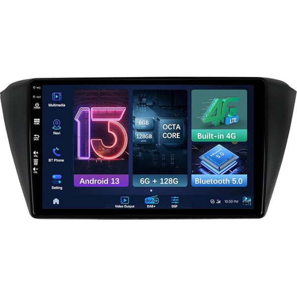MISONDA QLED Įmontuotas DAB+/4G Android automobilinis radijas Dvigubas DIN 9 colių IPS Skoda Fabia 2015-2019 atbulinės eigos kamera Nemokamas mikrofonas 6G + 128G Palaiko WiFi/GPS/Carplay/DSP/BT/RDS