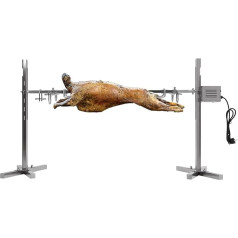 WSIKGHU 40 kg nerūdijančio plieno kepsninių iešmų rinkinys, 136 cm, reguliuojamas aukštis, grilio mėsos spaustukas su varikliu, 220 V elektrinė kepsninė, skirta kepti vištienai, kiaulėms, žuvies kepsniams