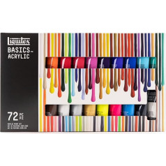 Liquitex 3699401 Basics Studio akriliniai dažai, 72 spalvos 22 ml tūbelėse, pagaminti iš aukštos kokybės ir patvarių pigmentų, labai nepermatomų spalvų, labai atsparūs šviesai, atsparūs vandeniui