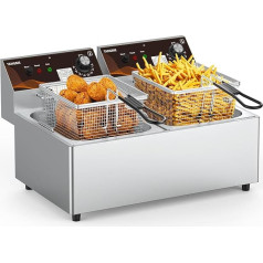 Kommerzielle Fritteuse mit 20,7 Liter Körben, Doppeltank, aktualisiert, elektricche Fritteuse mit hochfestem Edelstahl, 1 mm dick, 120 V, 3600 W, UL-zertifiziert