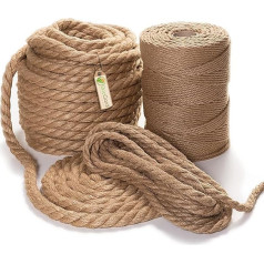 BooGardi Įvairaus storio ir ilgio džiuto virvė - skersmuo 10 mm, ilgis 200 m - natūralus produktas rankdarbiams - natūralus pluoštas makrame - džiuto pluoštas