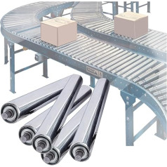 tragrollen förderband 1,5/2/2,4/3 Zoll Förderrollen aus Edelstahl, 5er-Pack Hochleistungs-Förderrollen aus Metall, sanfte Bewegung für Schwerkraft-Förderrollen in der Fabrikproduktionslinie(Dia 50MM/2