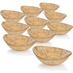 com-four® 10 x natūralios spalvos rafijos krepšeliai dekoracijoms, velykinėms dekoracijoms, velykiniam lizdui, krepšeliams velykiniams kiaušiniams, margučiams ir užkandžiams (10 vnt., ovalūs 11,5 cm)