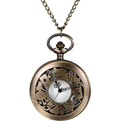 JewelryWe Tėvo dienos dovana Kišeninis laikrodis Vyriškas Retro Royal Flush / kompasas / gėlės / varpas / motociklo grandinės laikrodis Analoginis kvarcinis laikrodis su pakabuku su vėriniu grandine Bronzinė dovana vyrams