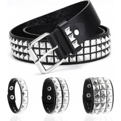 MIVAIUN Punk Kniedės diržas Kniedės diržas PU odos Punk odos kniedės Punk apyrankė 80s Kniedės apyrankė Gotika Punk Rock Eyelets diržas džinsai kelnės